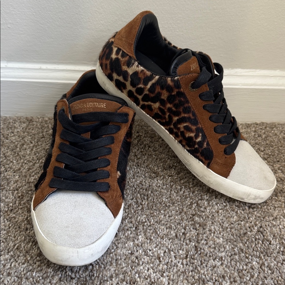 Zadig & Voltaire women's sneakers leopard print poney-style size 39